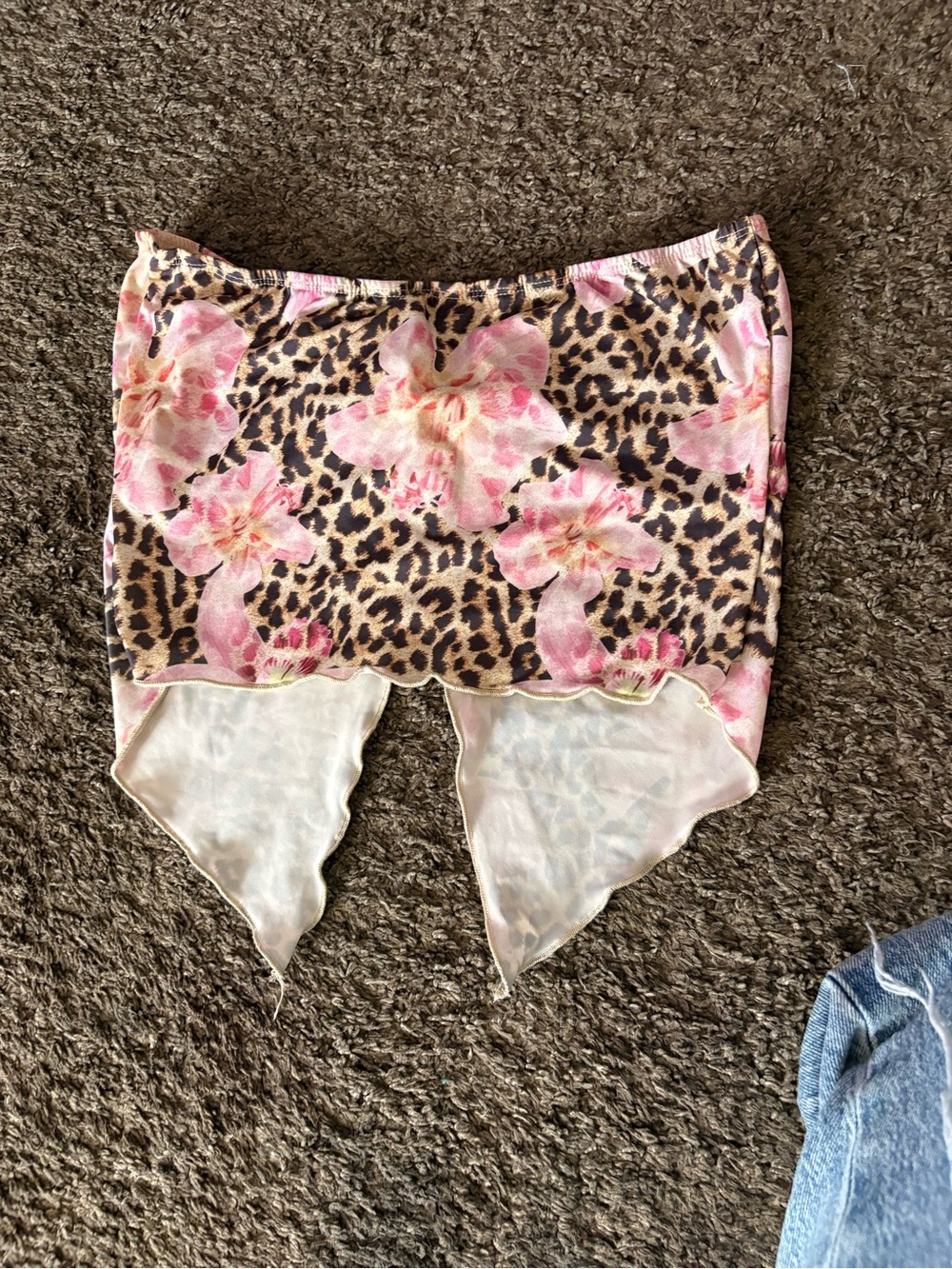 SHEIN Pink Floral Leopard Print Asymmetrical Tube Top